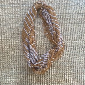 Brown & white striped light weight infinity scarf